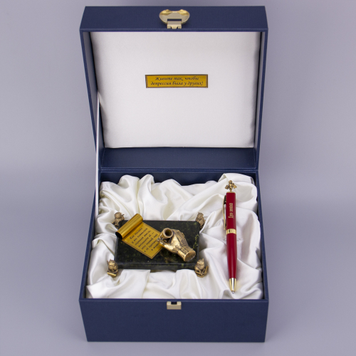 Ручка "Для записи сверхрасходов" с держателем "Перо" в футляре, красная